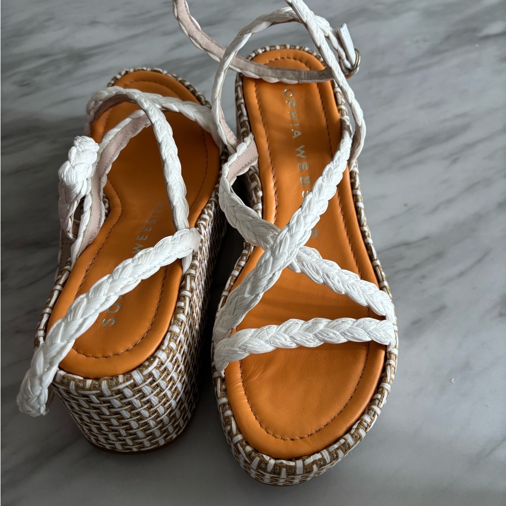 Sophia Webster White Braided Platform Sandals